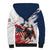 Custom USA Rugby Sherpa Hoodie Powerful Eagle Grunge Brush Style - White