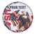 Custom USA Rugby Spare Tire Cover Powerful Eagle Grunge Brush Style - White