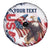 Custom USA Rugby Spare Tire Cover Powerful Eagle Grunge Brush Style - White