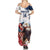 Custom USA Rugby Summer Maxi Dress Powerful Eagle Grunge Brush Style - White