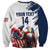 Custom USA Rugby Sweatshirt Powerful Eagle Grunge Brush Style - White