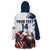 Custom USA Rugby Wearable Blanket Hoodie Powerful Eagle Grunge Brush Style - White