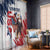 Custom USA Rugby Window Curtain Powerful Eagle Grunge Brush Style - White