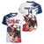 Custom USA Rugby Women V-Neck T-Shirt Powerful Eagle Grunge Brush Style - White