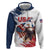 Custom USA Rugby Zip Hoodie Powerful Eagle Grunge Brush Style - White - Wonder Print Shop