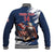 Custom USA Rugby Baseball Jacket Powerful Eagle Grunge Brush Style - Blue - Wonder Print Shop