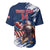 Custom USA Rugby Baseball Jersey Powerful Eagle Grunge Brush Style - Blue - Wonder Print Shop