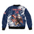 Custom USA Rugby Bomber Jacket Powerful Eagle Grunge Brush Style - Blue - Wonder Print Shop