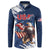 Custom USA Rugby Button Sweatshirt Powerful Eagle Grunge Brush Style - Blue - Wonder Print Shop