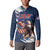 Custom USA Rugby Button Sweatshirt Powerful Eagle Grunge Brush Style - Blue - Wonder Print Shop