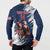 Custom USA Rugby Button Sweatshirt Powerful Eagle Grunge Brush Style - Blue - Wonder Print Shop