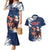 Custom USA Rugby Couples Matching Mermaid Dress and Hawaiian Shirt Powerful Eagle Grunge Brush Style - Blue - Wonder Print Shop