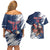 Custom USA Rugby Couples Matching Off Shoulder Short Dress and Hawaiian Shirt Powerful Eagle Grunge Brush Style - Blue - Wonder Print Shop