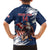 Custom USA Rugby Family Matching Long Sleeve Bodycon Dress and Hawaiian Shirt Powerful Eagle Grunge Brush Style - Blue - Wonder Print Shop