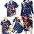 Custom USA Rugby Family Matching Long Sleeve Bodycon Dress and Hawaiian Shirt Powerful Eagle Grunge Brush Style - Blue - Wonder Print Shop