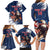 Custom USA Rugby Family Matching Long Sleeve Bodycon Dress and Hawaiian Shirt Powerful Eagle Grunge Brush Style - Blue - Wonder Print Shop