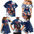 Custom USA Rugby Family Matching Mermaid Dress and Hawaiian Shirt Powerful Eagle Grunge Brush Style - Blue - Wonder Print Shop