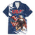 Custom USA Rugby Family Matching Mermaid Dress and Hawaiian Shirt Powerful Eagle Grunge Brush Style - Blue - Wonder Print Shop