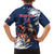 Custom USA Rugby Family Matching Off The Shoulder Long Sleeve Dress and Hawaiian Shirt Powerful Eagle Grunge Brush Style - Blue - Wonder Print Shop