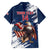 Custom USA Rugby Family Matching Off The Shoulder Long Sleeve Dress and Hawaiian Shirt Powerful Eagle Grunge Brush Style - Blue - Wonder Print Shop