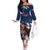 Custom USA Rugby Family Matching Off The Shoulder Long Sleeve Dress and Hawaiian Shirt Powerful Eagle Grunge Brush Style - Blue - Wonder Print Shop