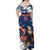 Custom USA Rugby Family Matching Off Shoulder Maxi Dress and Hawaiian Shirt Powerful Eagle Grunge Brush Style - Blue - Wonder Print Shop