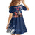 Custom USA Rugby Family Matching Off Shoulder Short Dress and Hawaiian Shirt Powerful Eagle Grunge Brush Style - Blue - Wonder Print Shop