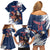 Custom USA Rugby Family Matching Off Shoulder Short Dress and Hawaiian Shirt Powerful Eagle Grunge Brush Style - Blue - Wonder Print Shop