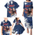 Custom USA Rugby Family Matching Puletasi and Hawaiian Shirt Powerful Eagle Grunge Brush Style - Blue - Wonder Print Shop