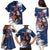 Custom USA Rugby Family Matching Puletasi and Hawaiian Shirt Powerful Eagle Grunge Brush Style - Blue - Wonder Print Shop