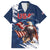 Custom USA Rugby Family Matching Puletasi and Hawaiian Shirt Powerful Eagle Grunge Brush Style - Blue - Wonder Print Shop