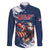 Custom USA Rugby Family Matching Puletasi and Hawaiian Shirt Powerful Eagle Grunge Brush Style - Blue - Wonder Print Shop