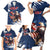 Custom USA Rugby Family Matching Short Sleeve Bodycon Dress and Hawaiian Shirt Powerful Eagle Grunge Brush Style - Blue - Wonder Print Shop