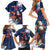 Custom USA Rugby Family Matching Short Sleeve Bodycon Dress and Hawaiian Shirt Powerful Eagle Grunge Brush Style - Blue - Wonder Print Shop