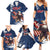 Custom USA Rugby Family Matching Summer Maxi Dress and Hawaiian Shirt Powerful Eagle Grunge Brush Style - Blue - Wonder Print Shop