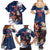 Custom USA Rugby Family Matching Summer Maxi Dress and Hawaiian Shirt Powerful Eagle Grunge Brush Style - Blue - Wonder Print Shop