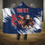 Custom USA Rugby Hooded Blanket Powerful Eagle Grunge Brush Style - Blue