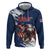 Custom USA Rugby Hoodie Powerful Eagle Grunge Brush Style - Blue - Wonder Print Shop