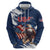 Custom USA Rugby Hoodie Powerful Eagle Grunge Brush Style - Blue - Wonder Print Shop