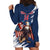 Custom USA Rugby Hoodie Dress Powerful Eagle Grunge Brush Style - Blue - Wonder Print Shop