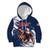 Custom USA Rugby Kid Hoodie Powerful Eagle Grunge Brush Style - Blue - Wonder Print Shop