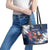 Custom USA Rugby Leather Tote Bag Powerful Eagle Grunge Brush Style - Blue