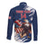 Custom USA Rugby Long Sleeve Button Shirt Powerful Eagle Grunge Brush Style - Blue - Wonder Print Shop