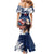 Custom USA Rugby Mermaid Dress Powerful Eagle Grunge Brush Style - Blue - Wonder Print Shop