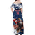 Custom USA Rugby Off Shoulder Maxi Dress Powerful Eagle Grunge Brush Style - Blue - Wonder Print Shop