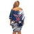 Custom USA Rugby Off Shoulder Short Dress Powerful Eagle Grunge Brush Style - Blue - Wonder Print Shop