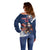 Custom USA Rugby Off Shoulder Sweater Powerful Eagle Grunge Brush Style - Blue - Wonder Print Shop