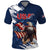 Custom USA Rugby Polo Shirt Powerful Eagle Grunge Brush Style - Blue - Wonder Print Shop