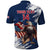 Custom USA Rugby Polo Shirt Powerful Eagle Grunge Brush Style - Blue - Wonder Print Shop