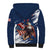 Custom USA Rugby Sherpa Hoodie Powerful Eagle Grunge Brush Style - Blue